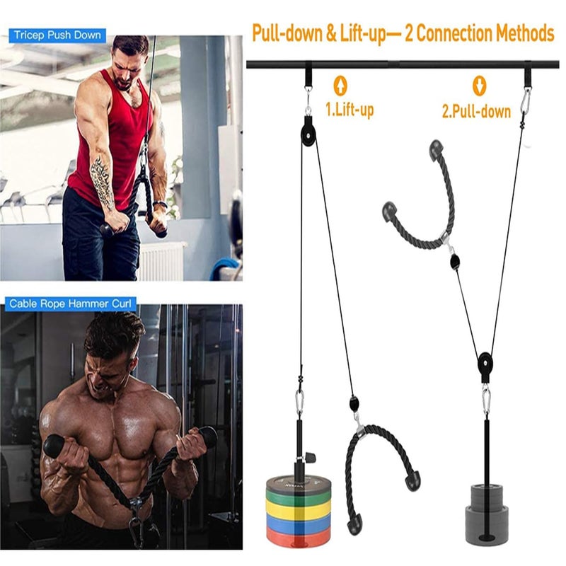 Morwealth Cable Pulley System Home Gym, LAT Pull Down Weight Pulley System Gym Fitness DIY Loading Pin Weight Lifting Triceps Rope Workout Adjustable Length Pulley Cable Machine Attachments for Home Gym - Image 3